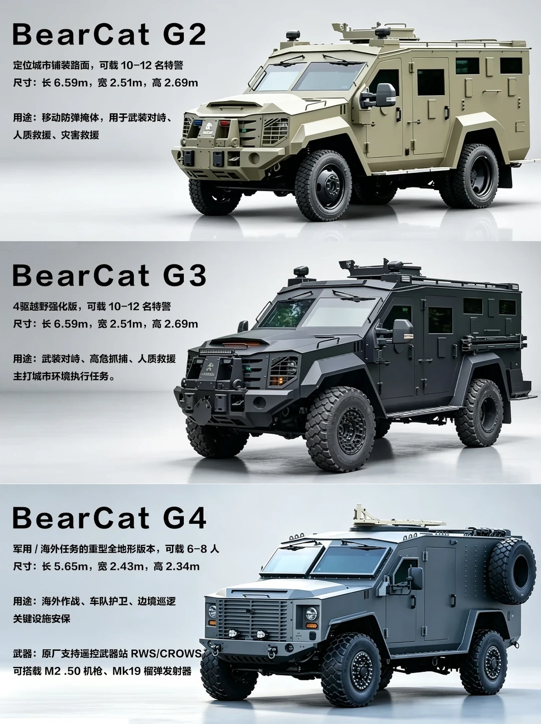 美国BearCat系列装甲车，你更喜欢哪个？