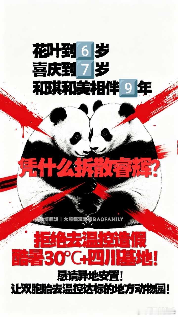 #柯洁指导AI下棋##大熊猫宝家族_Baofamily[超话]##恳请睿辉异地安置到地方达标动物园##抵制睿辉去四川基地#
【恳请保全睿宝辉宝双胞胎相伴，拒绝高温造假饲养场馆】
参考国内双胞胎先例：和花和叶相伴至六岁才分开，萌宝萌玉七岁回到中心方才分离；内蒙古的七喜七巧相守到八岁，重动喜喜庆庆、基地成风 ​