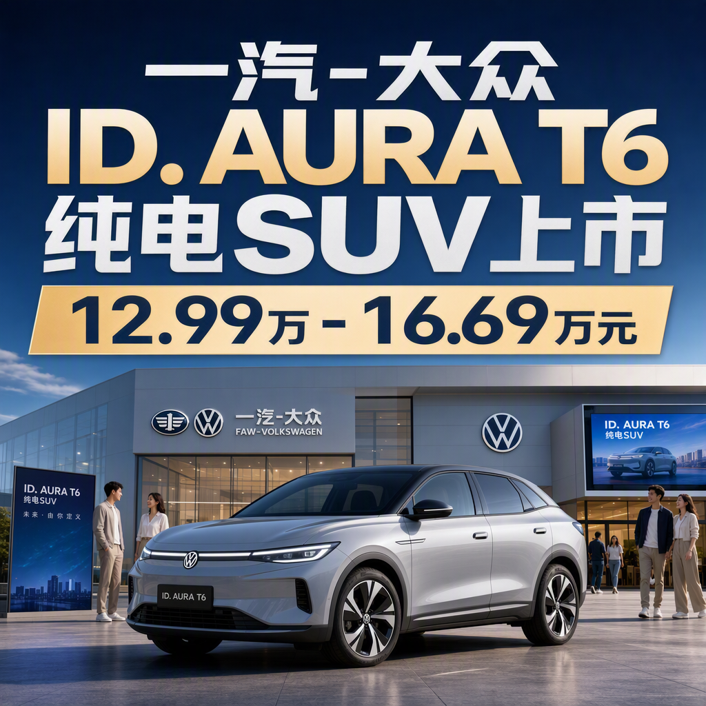 很多人以为合资纯电只能卖高价，一汽-大众ID. AURA T6用12.99万到16.69万元的价格，把这个印象彻底打碎了。
一款车长4811mm、轴距2836mm的中型纯电SUV，起售价直接锁进13万以内，这在过去几乎不可想象。
先看三组数据。
第一，4.8米级的合资纯电SUV，过去售价普遍在18万