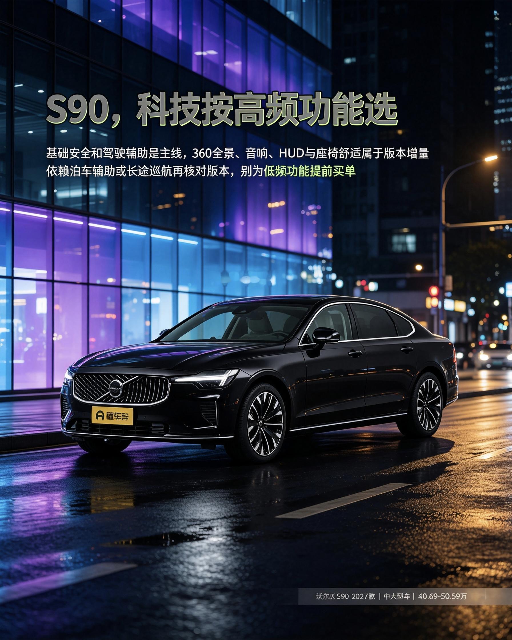 沃尔沃S90：选车优先看日常高频用到的功能。基础安全配置是核心，HUD、音响这类附加配置，用不到就不用多花钱。【来自懂车帝车友圈】