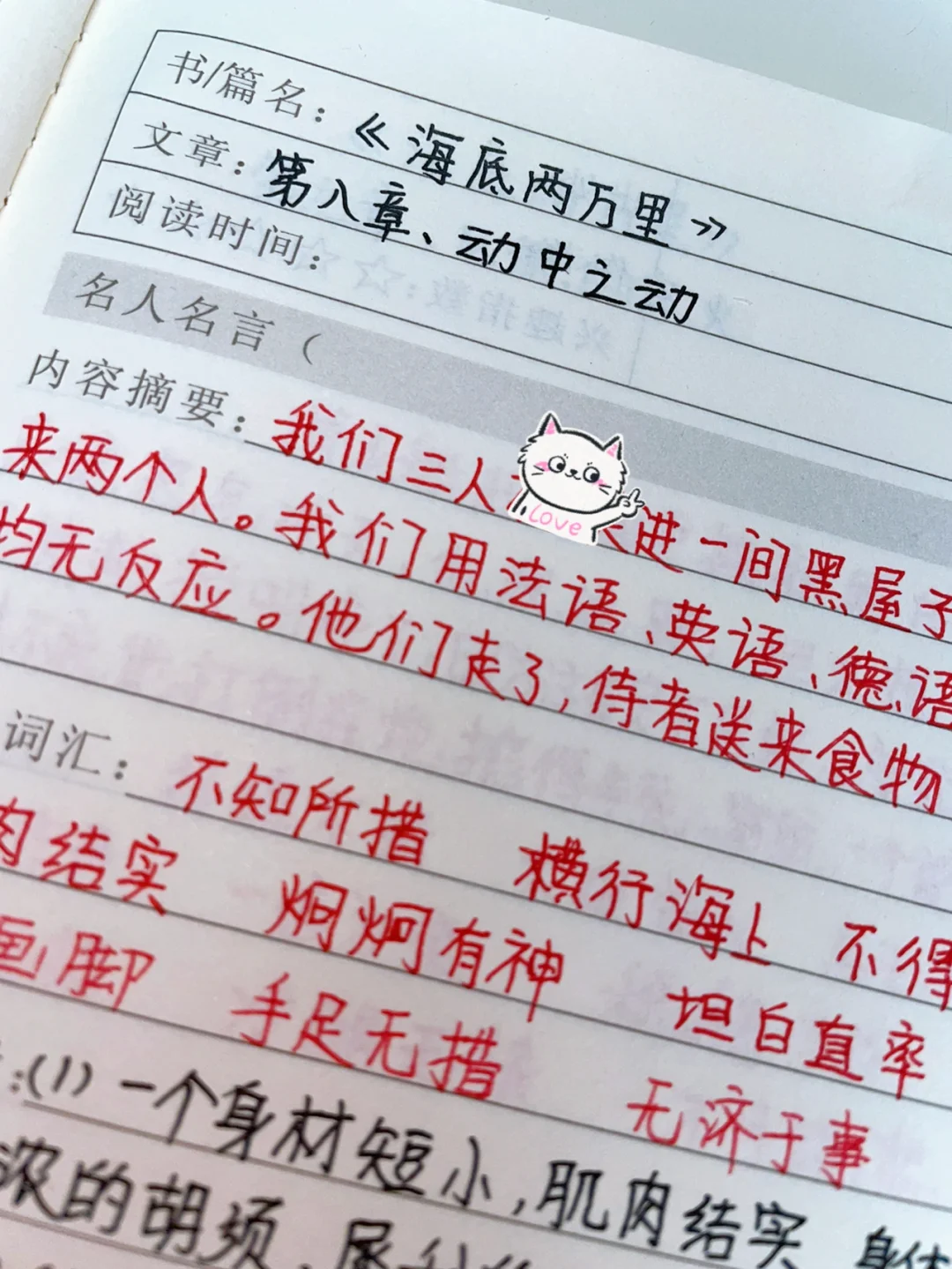 《海底两万里》读书笔记全套：第八章