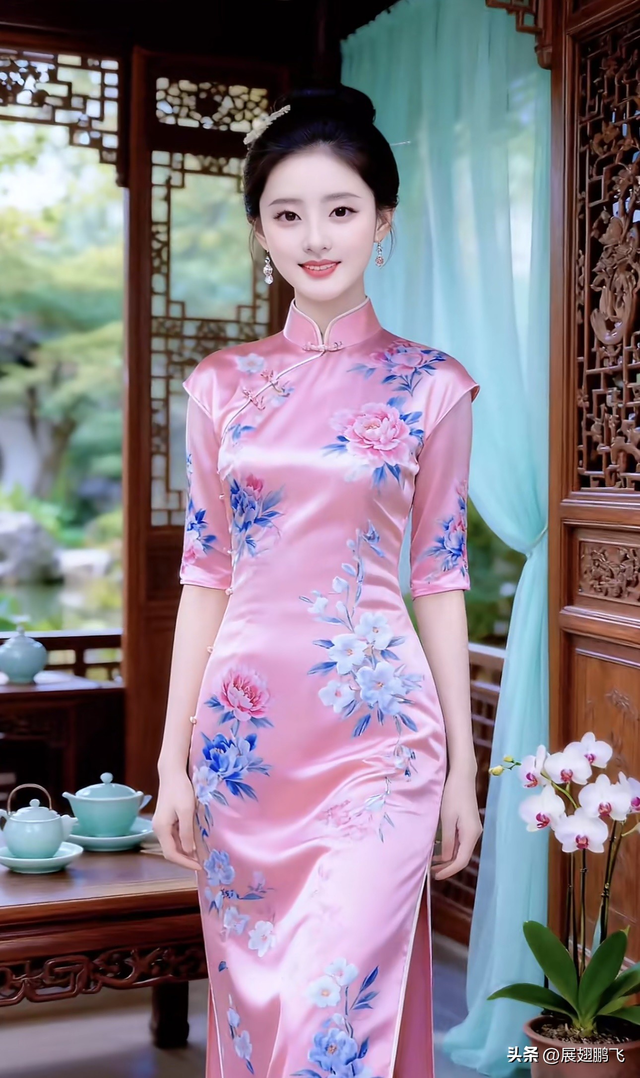 粉嫩旗袍，古典韵味，尽显东方美！