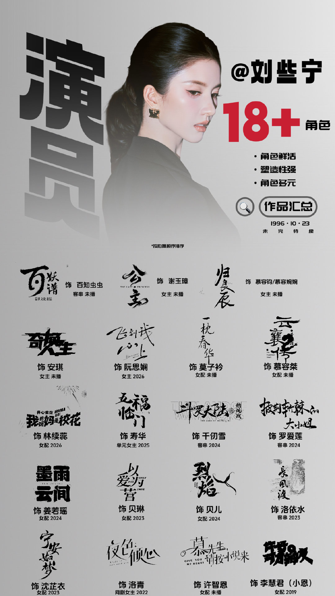 #刘些宁1023生日快乐# 

作品汇总图一则｜产出🖤

​ ​