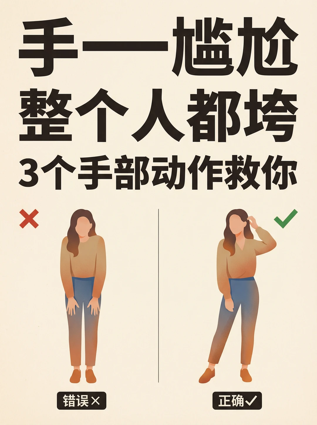 手一尴尬，整个人都垮