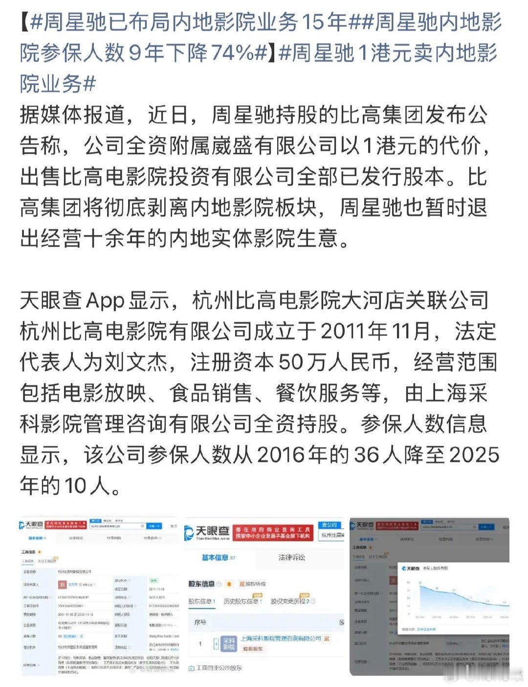 #周星驰已布局内地影院业务15年#
星爷投资的一个影院要关门了
什么叫做退出内地影院投资
现在的新闻是让人越来越看不懂了 ​