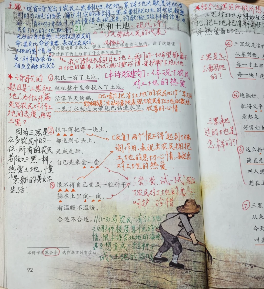 6上语文备课21《三黑和土地》