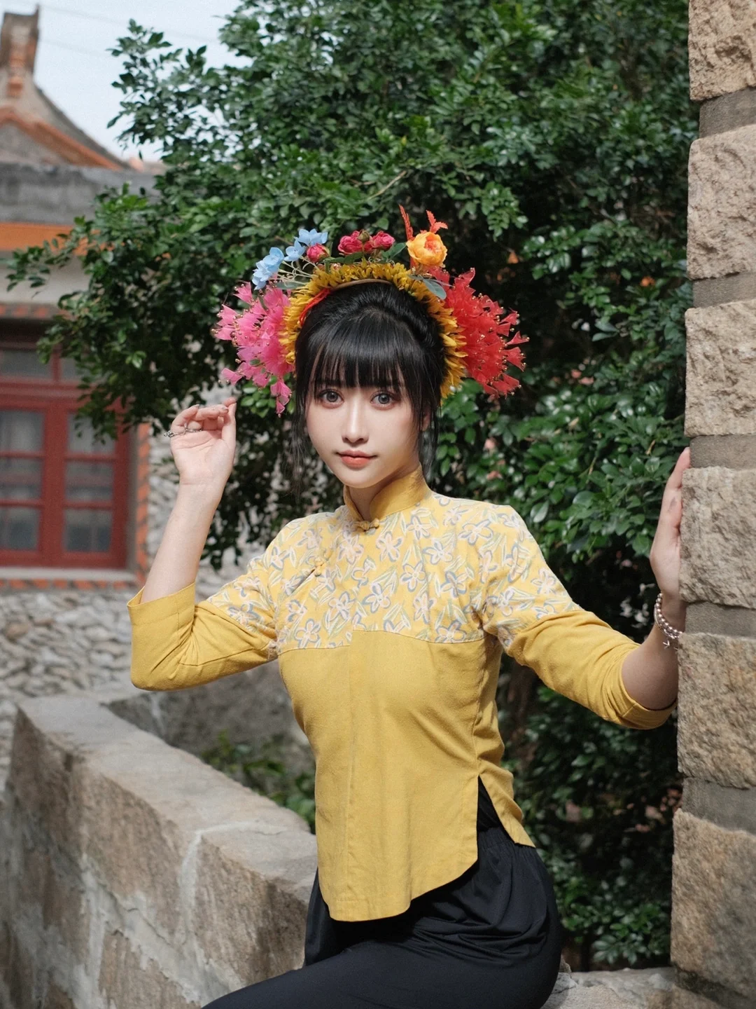 泉州蟳埔村簪花围，体验“头顶上的花园”