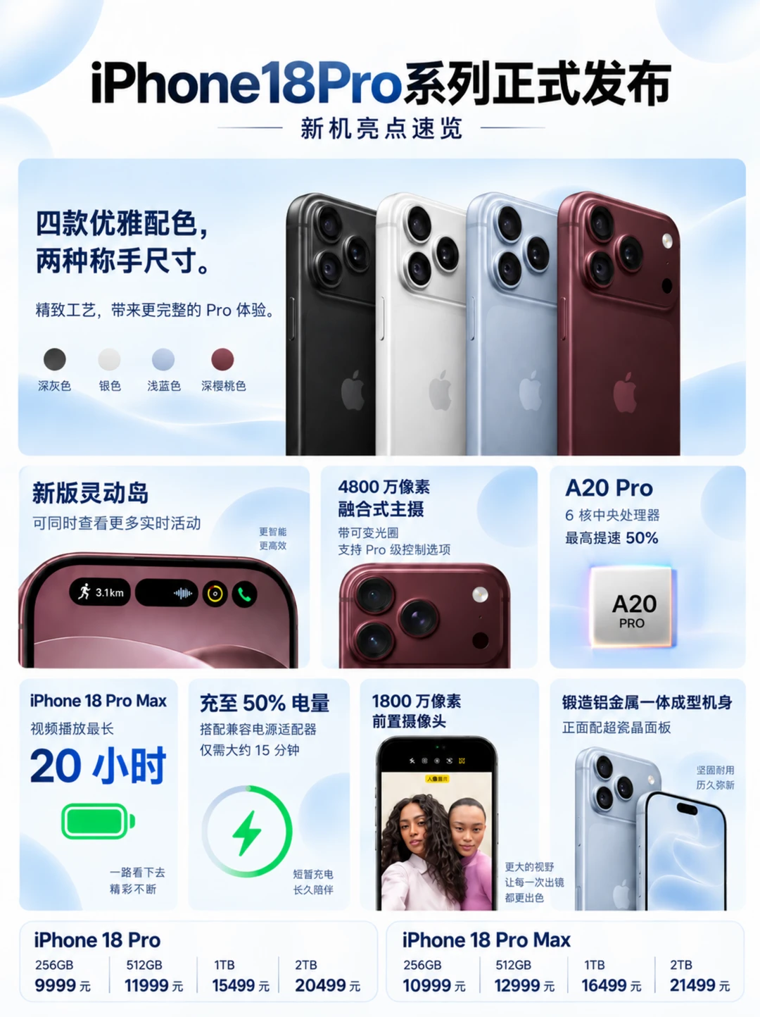 苹果正式发布 iPhone 18 Pro 系列！