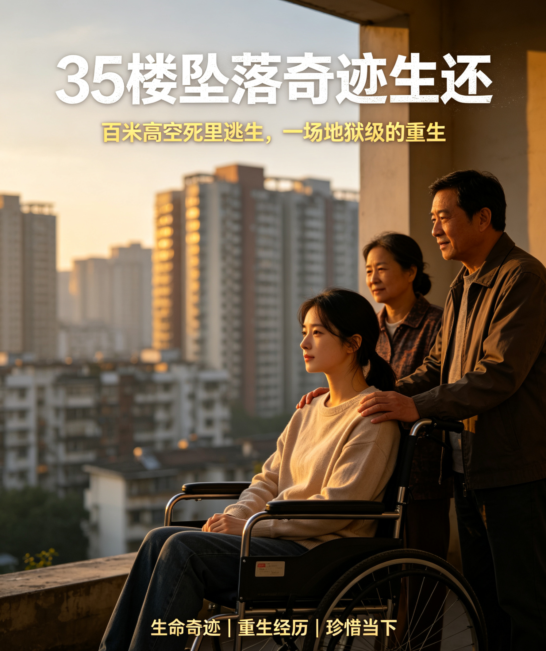 35楼坠落奇迹生还！女子死里逃生，网友看完纷纷破防
 
百米高的35层高楼坠落，在大众认知里几乎没有生还的可能。湖南长沙27岁女子“晚安安”，却创造了一场惊心动魄的生命奇迹，时隔一年，她站出来讲述自己浴火重生的经历，无数网友看完感慨万千。
 
时间回到2025年6月，女子意外从小区35楼高空坠落。巨