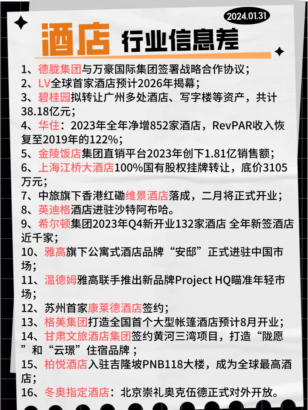 【酒店】行业信息差