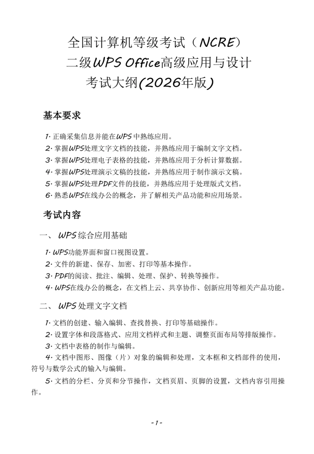 3月二级wps考试范围已出！！！