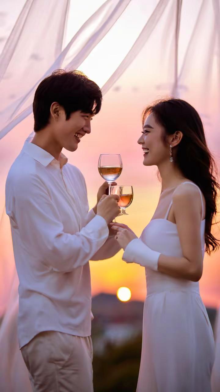 恩爱夫妻，携手到手。