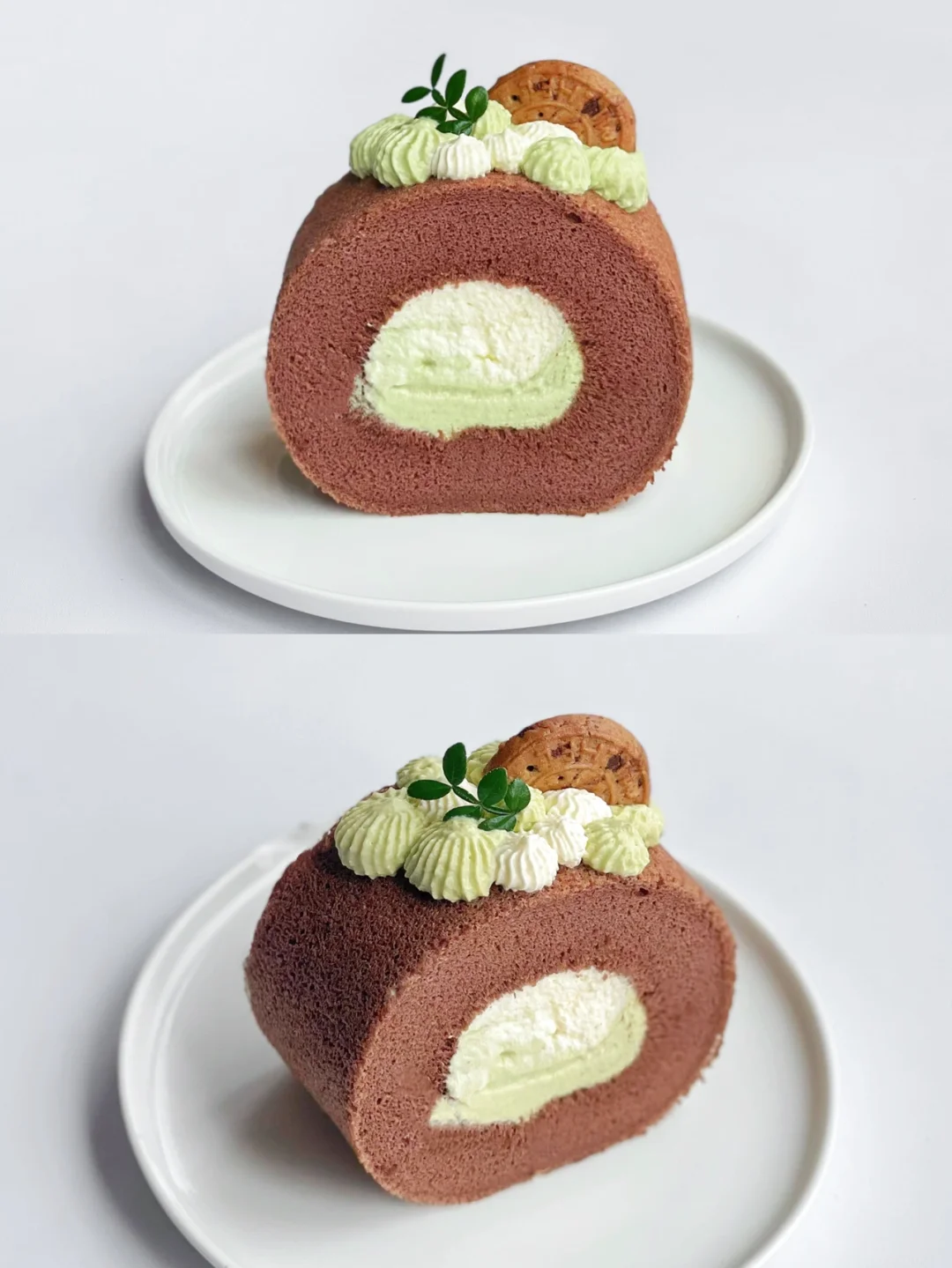 特浓巧克力双色抹茶卷｜一口三种味道大满足