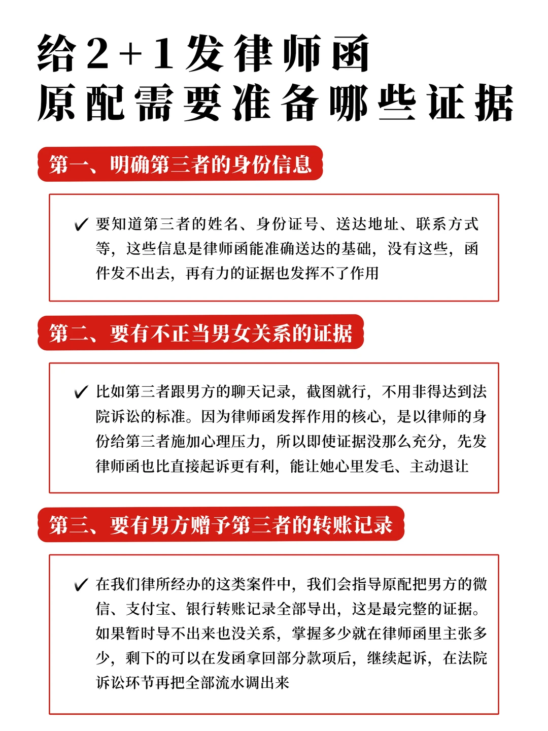 给2+1发律师函，需要准备哪些证据