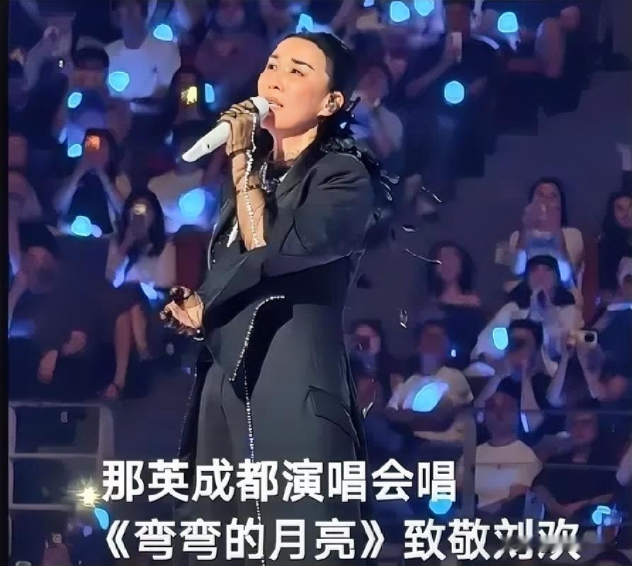 那英在演唱会上这出临时起意，确实让人心里咯噔一下。

现场突然得知刘欢离开的消息，她连
报备都顾不上了，直接申请版权现场加唱一首《弯弯的月亮》。要知道，这种大型演出临时改歌单，不仅是技术上的麻烦，更意味着要面临主办方和版权方的巨额罚款。


可她在那台上，一边哽咽一边极力克制着把歌唱完。

三十多年