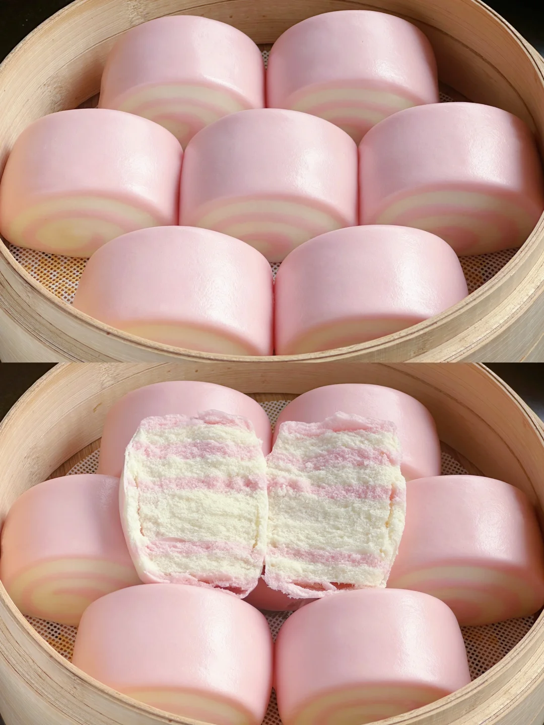 无糖无油！水光肌粉嘟嘟奶香双色馒头…超仙！