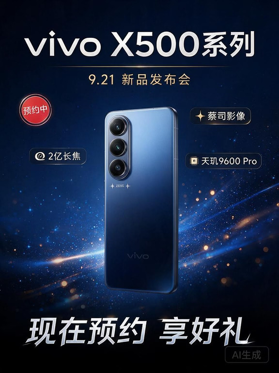 🔥 这次X500系列凭什么值得抢？ 我给大家划重点：
	
📸 影像直接封神
	
- 全球首发"蔡司超动态主摄"（vivo蓝图 × 索尼联合定制）
- 动态范围最高17EV，逆光、大光比场景高光暗部全保留
- 首发4K 240fps高光慢动作，旅行运动大片随手拍
- Pro Max配2亿像素蔡司长焦 + 3度云台级防抖，拍视频稳到飞起
	
⚡ 性能天花板
	
- Pro系列全球首发2nm天玑9600 Pro，8核顶配，游戏多开不卡顿
- 120W有线快充 + 50W无线快充，续航焦虑再见
	
🖥️ 系统丝滑
	
- 全新OriginOS 7"原子工作台"，一块屏幕五个应用串行秒切
- 多任务并行，办公党效率直接翻倍
	
🎨 颜值党狂喜
	
- 四款配色：晴天☀️ / 晨曦🌅 / 大地回声🌾 / 摄夜🌙，总有一款戳你
- 浮空岛冷雕玻璃 + 航空铝中框，轻薄有质感
	
━━━━━━━━━━━━━━━
	
💬 真心说句：今年芯片涨价，新机普遍涨，X500系列这时候首发还有...