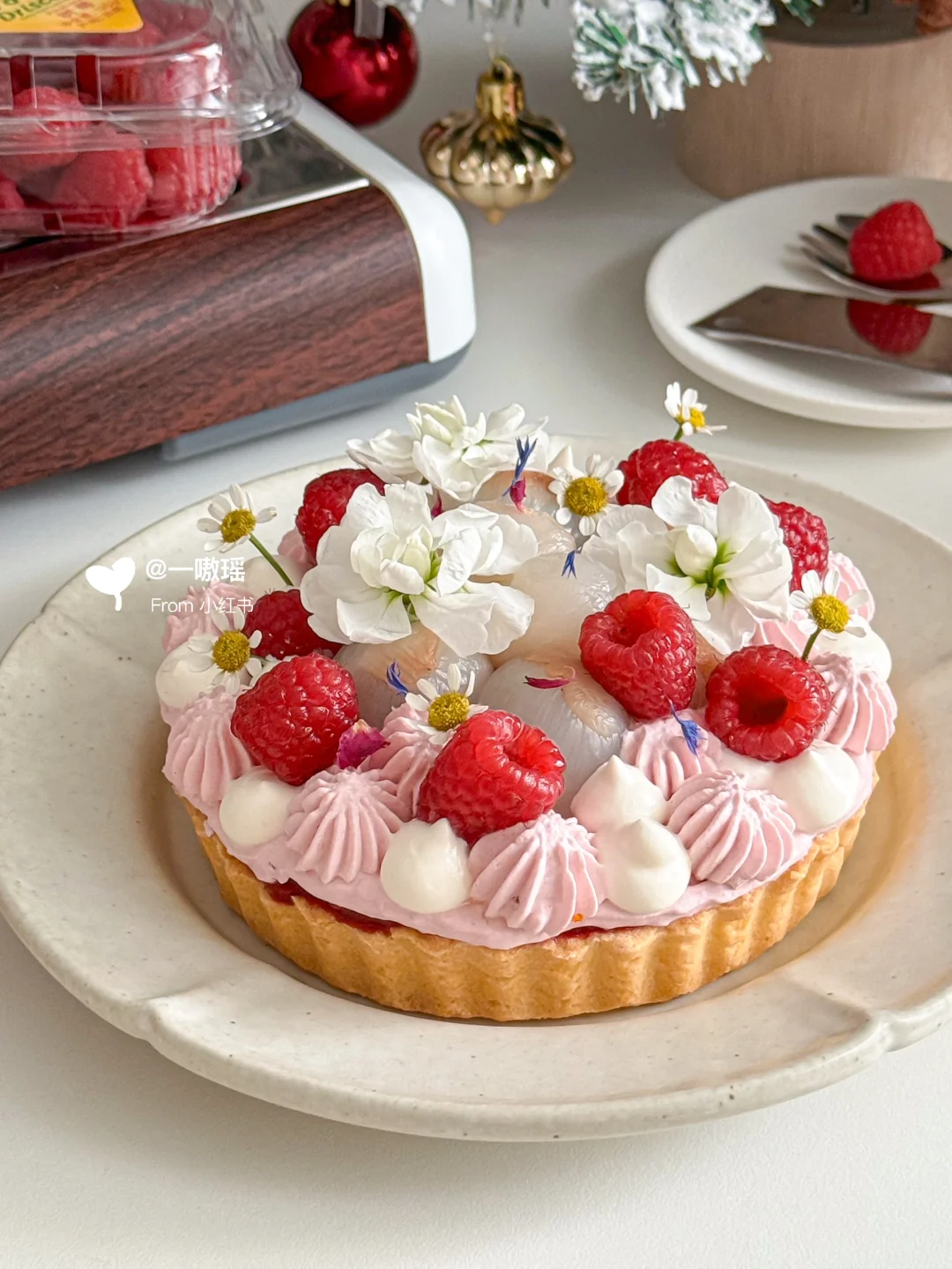 🍒树莓荔枝芝士挞🥧奶香浓郁✨新手一次成功