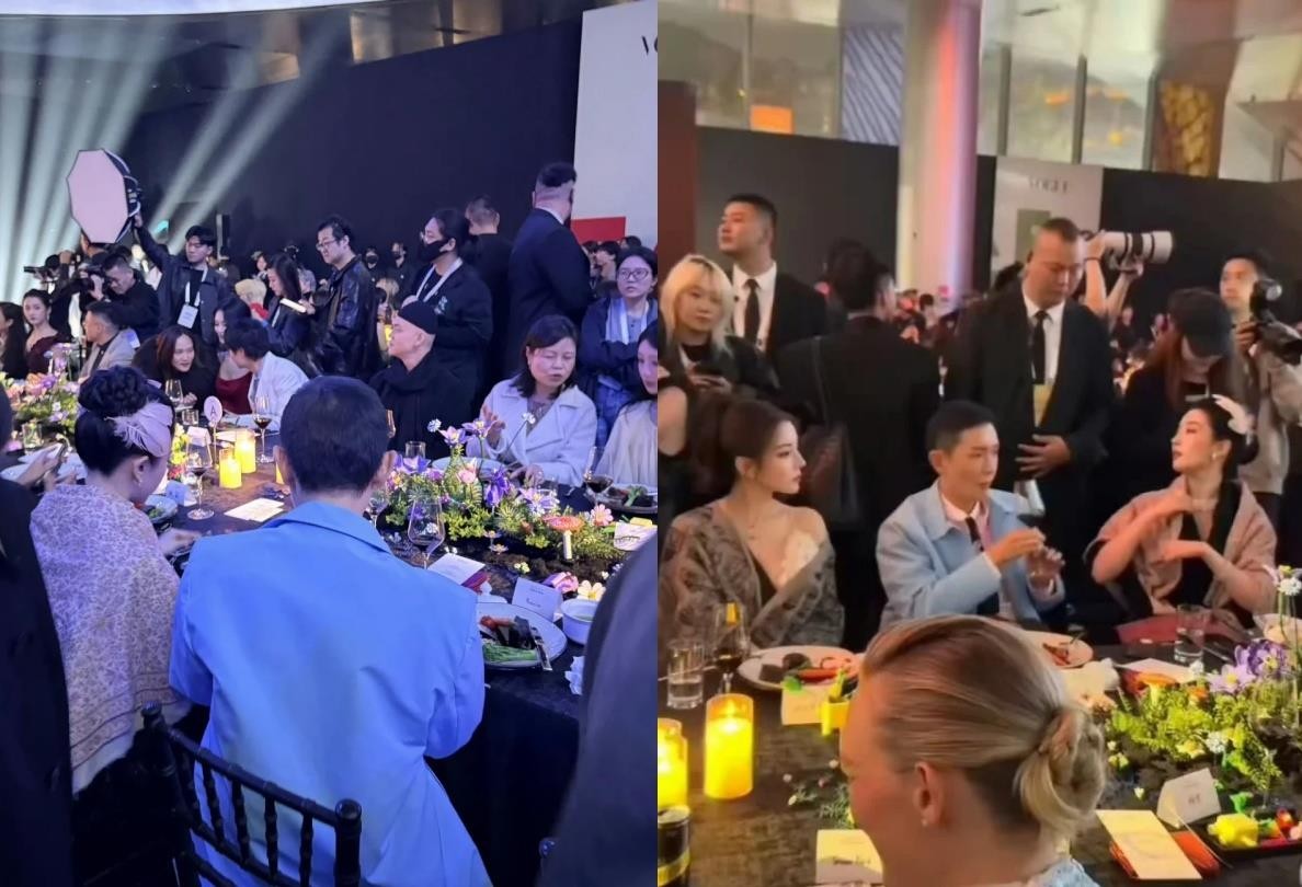 Vogue晚宴一张桌子把杨紫、刘亦菲、热巴全架在火上烤了。刘冲坐中间，刘亦菲热巴一边一个，杨紫正对面，旁边还挨着超模Gemma。网友立马分成两拨，一拨说对面是主陪位，杨紫这波赢麻了；另一拨翻出西餐礼仪，说右手边才是第一主宾，刘亦菲热巴那才叫核心。要我说，这事压根没吵到点子上。时尚晚宴排座从来不是照搬