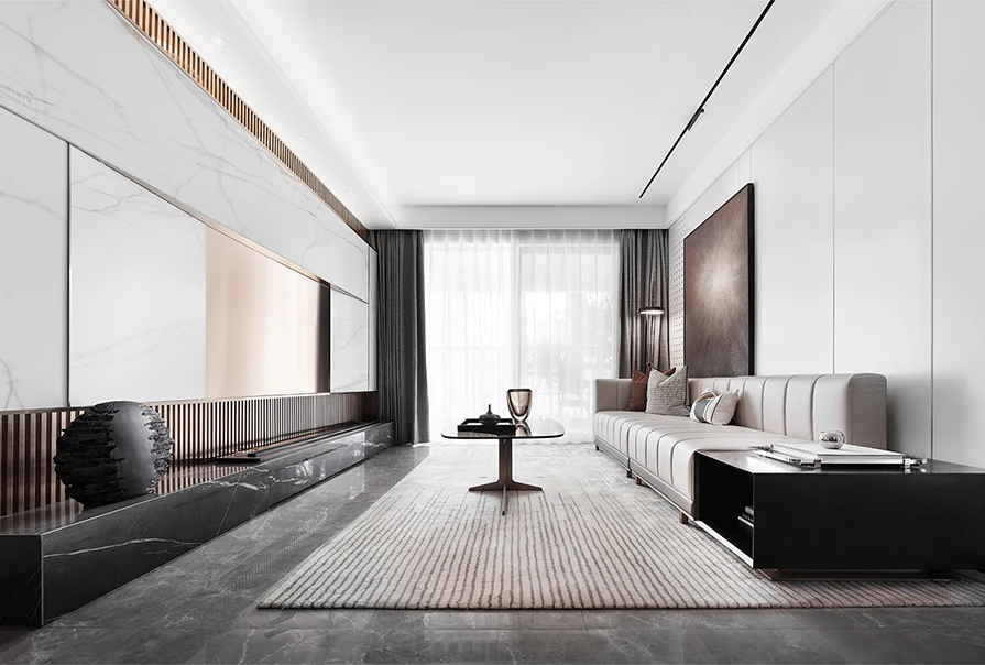 104㎡轻奢风装修，以简单色调描绘精致空间~