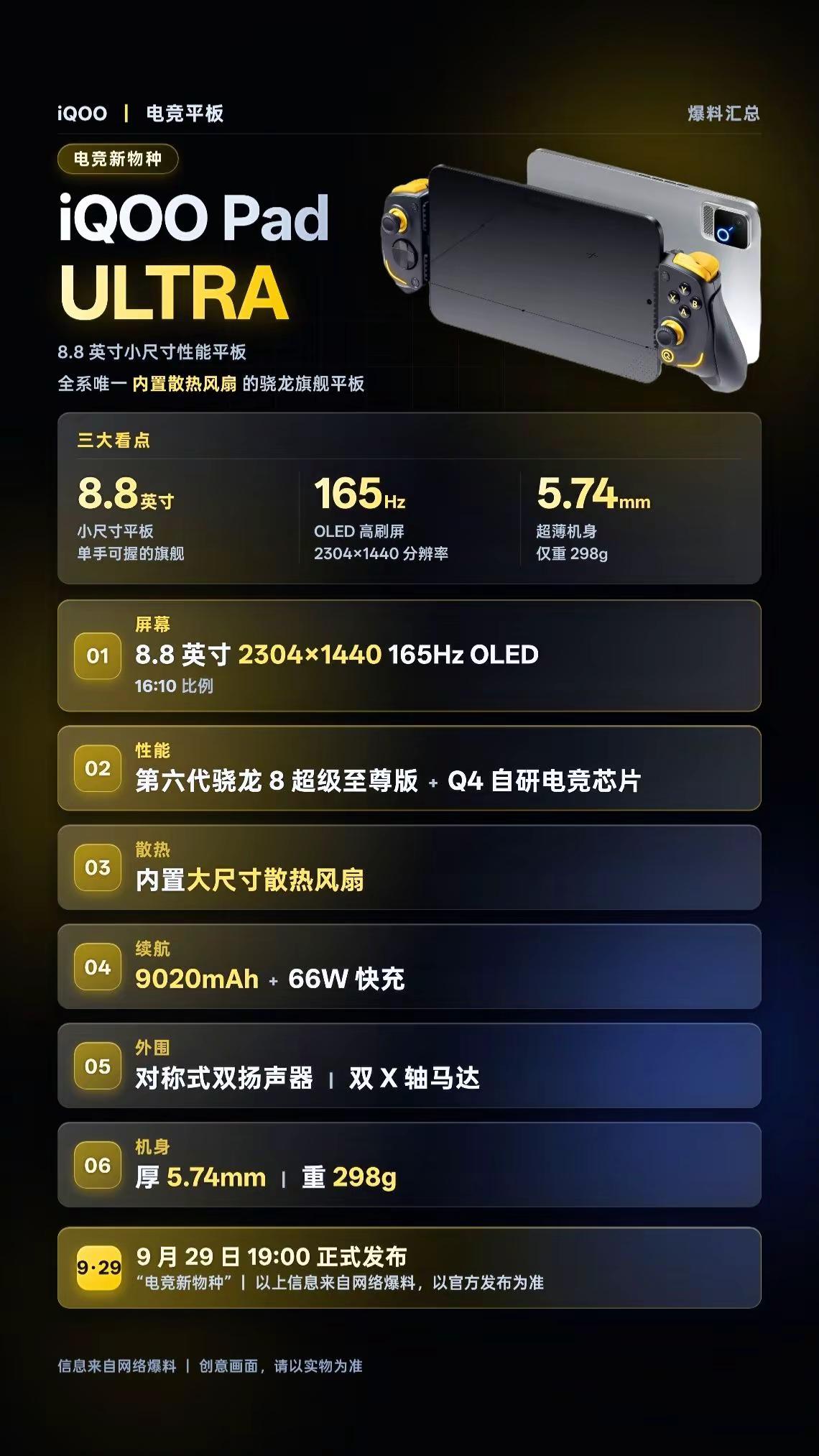 iQOO Pad Ultra官宣，全系唯一内置散热风扇的骁龙旗舰电竞平板，有点看头iQOOPadUltra iQOO 电竞平板 数码爆料