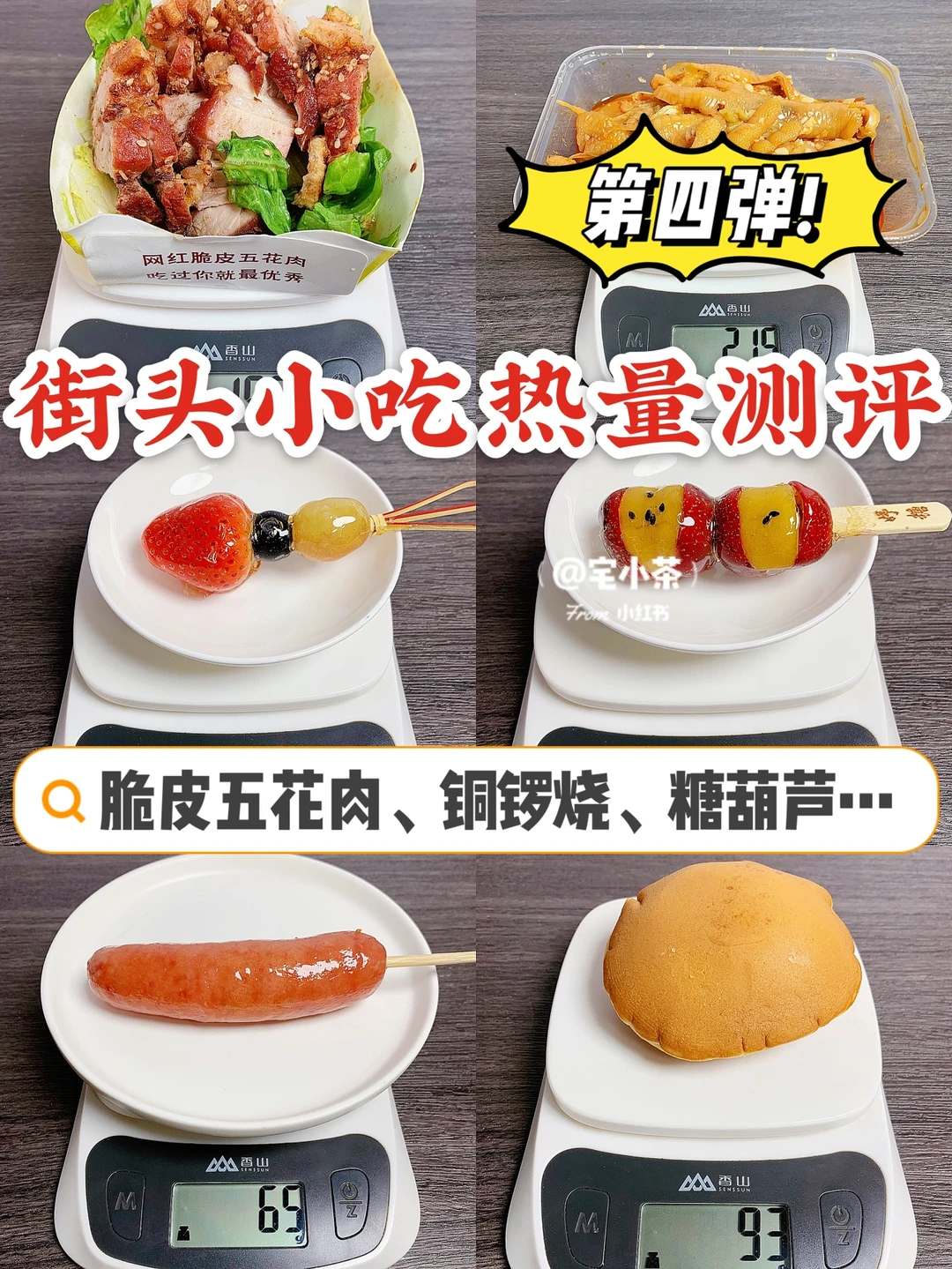 网红小吃热量测评✅第④弹❗️脆皮五花、铜锣烧…