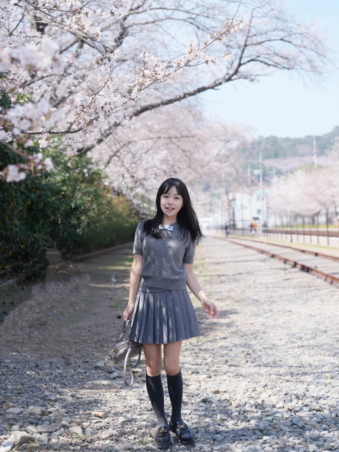 3.29釜山的樱花开啦🌸樱花树下站谁都美 白天露腿穿短袖毛衣都没问题...