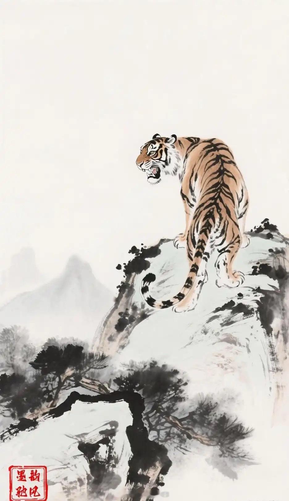 许多人喜欢在家里悬挂老虎的图画。老虎这一形象，象征着百兽之王，亦代表一种威势、正义、勇猛。一旦挂不对，易出伤人事，犯血光之灾。尤其是挂下山虎，猛虎下山肚子饿了要伤人，有形即有灵，下山虎是会伤人的。若是上山虎较无事，上山虎有步步高升之意。 还有种卧虎则看上去比较安详，温顺，比较利于风水。能在风水上起到镇宅的效用。如果你属相是猪、马、狗，又是在金融、部队行业工作，那就适合挂虎的图。