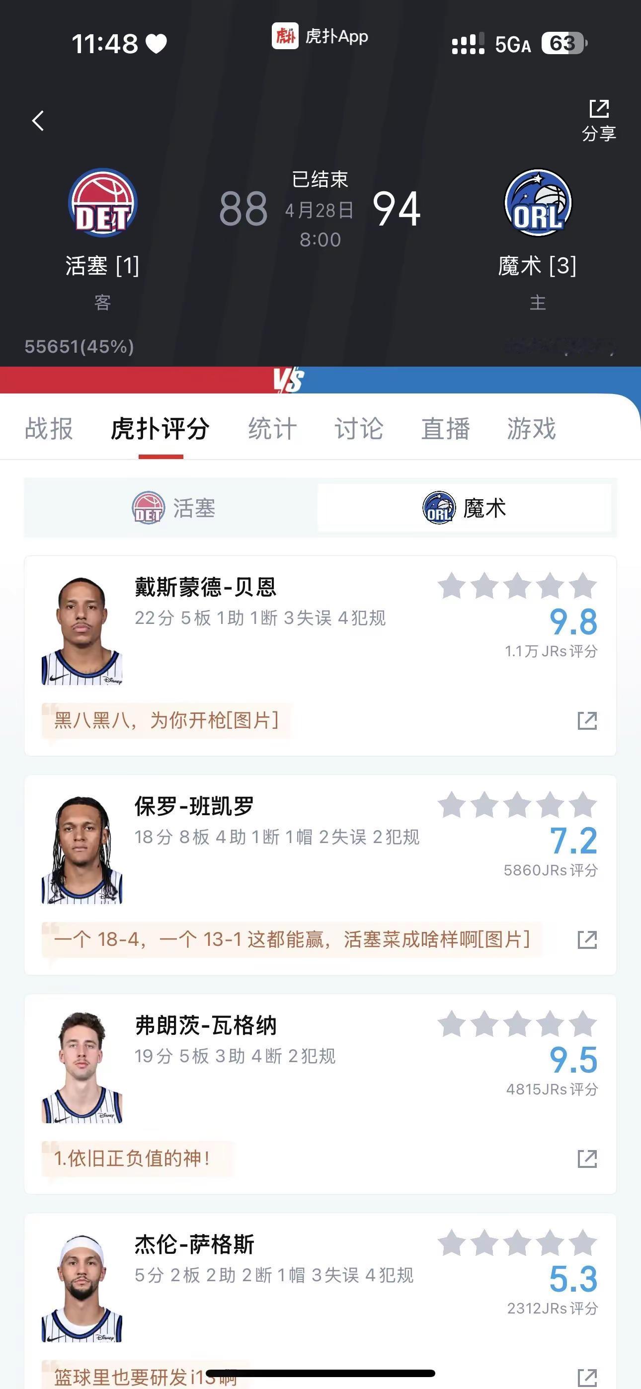 东部第一遭吊打！魔术黑八奇迹要上演了吗？谁能想到？东部第一的活塞，竟被...