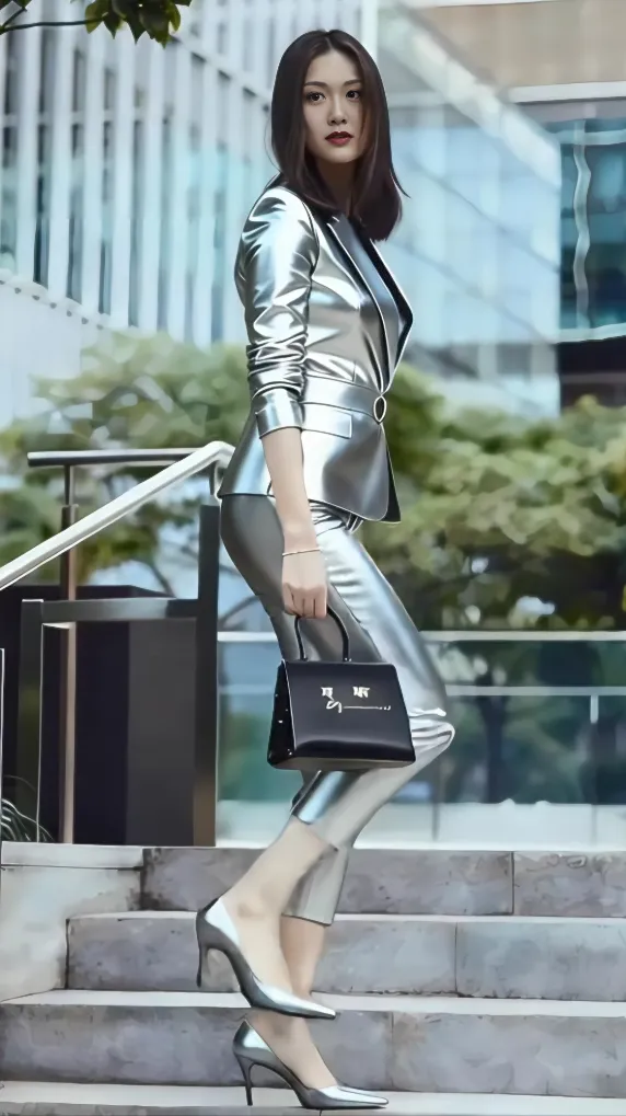 都市银装女郎，自信时尚出圈！ 都市女郎的时尚穿搭，闪耀银装，自信步伐！...