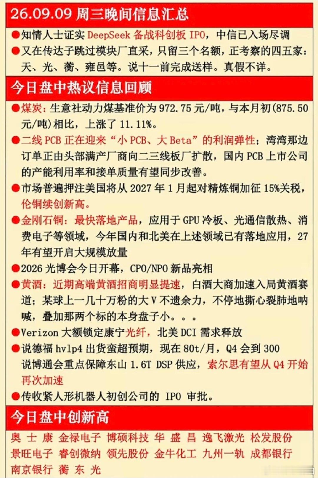 9.09周三  晚间：财经热点+信息汇总！ ​