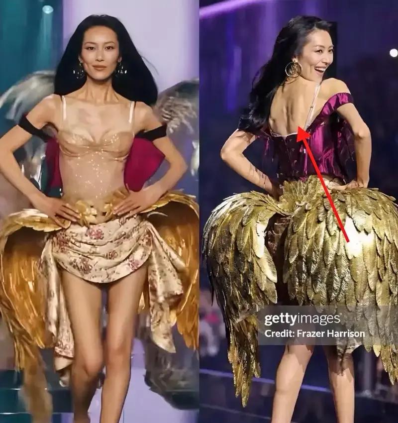 维密秀场的高清镜头切过来时，很多人都被刘雯的骨相惊到了，整张脸凹陷得厉害，胸口肋骨根根分明，甚至被不少人直接贴上了“瘦脱相”的标签。
可另一边的奚梦瑶，时隔多年重返这个舞台，整个人却透着一股完全不同的丰满与舒展，身上的肉感明显多了。
两个人同台，视觉冲击实在太强烈。
网友们在评论区吵得不可开交