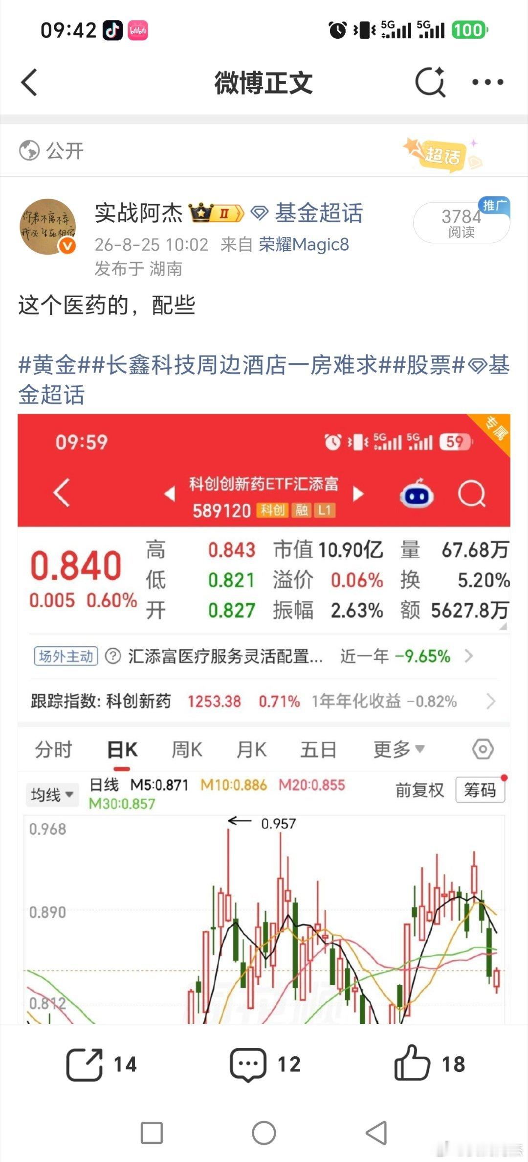 昨天买的创新药基金，创新药etf，再看看

#黄金##长鑫科技周边酒店一房难求##最近你买黄金了没##基金[超话]# ​