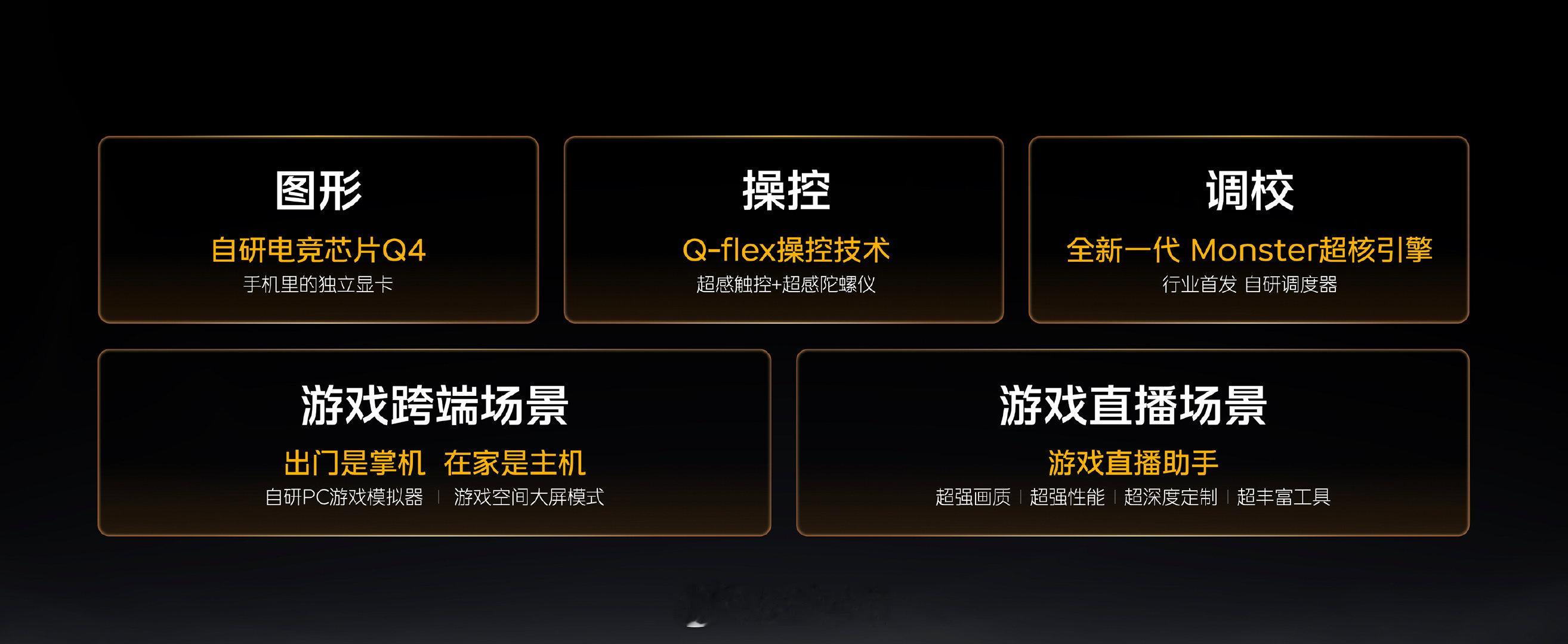 iQOO 真的越来越专业了
自研 Q4 能实现主机的光源技术
操控也用上 PC 的延迟技术！还有自研的 PC 游戏模拟器，游戏党可以玩爽了 ​