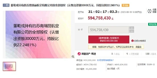 突发：瑞丽航空股权被拍卖！