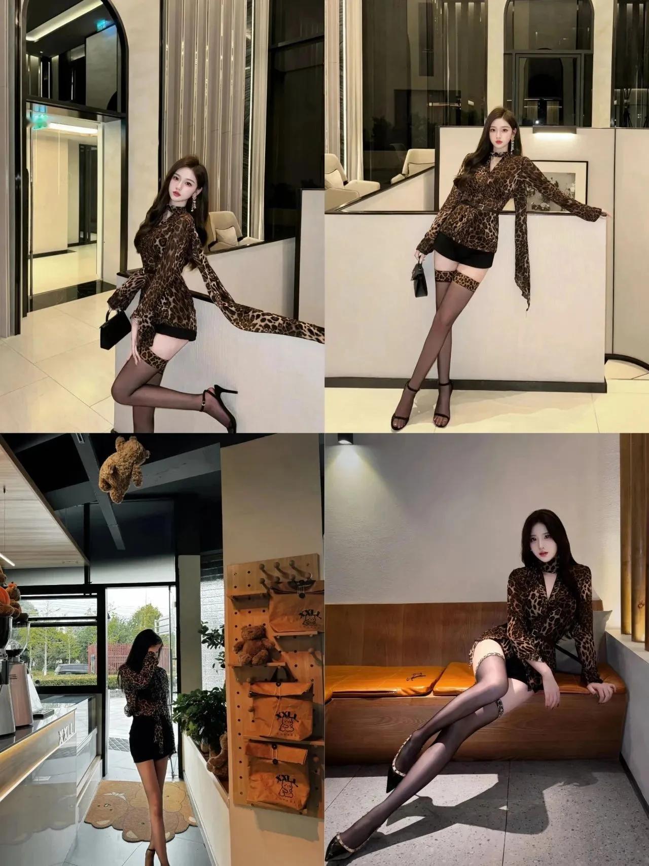 写真丨黑丝豹纹裙，时尚界的性感密码。穿上它，每一个角度都散发着迷人魅力