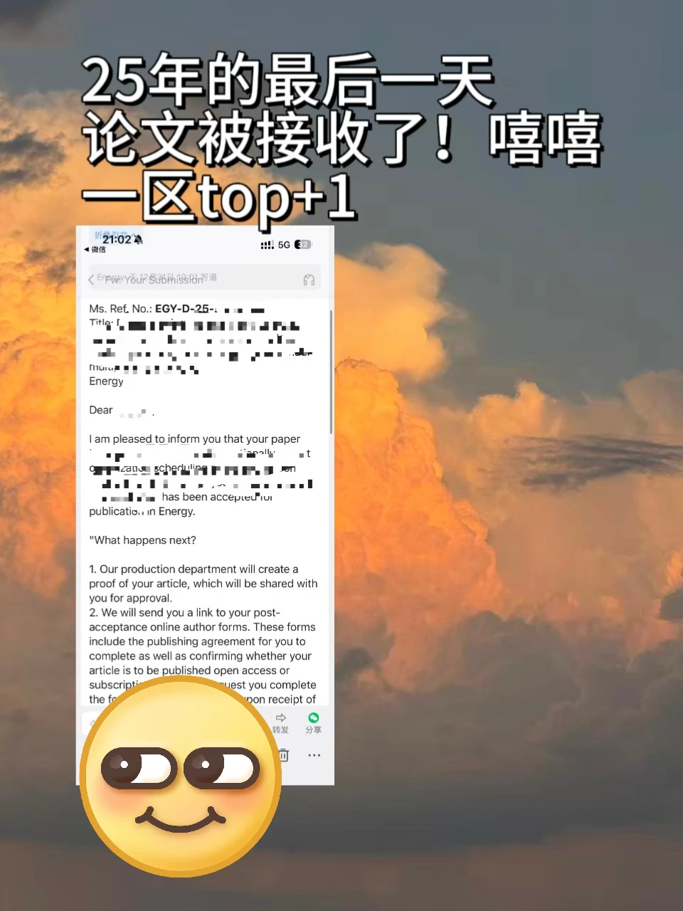 25年的最后一天论文被接收，也太幸福了！