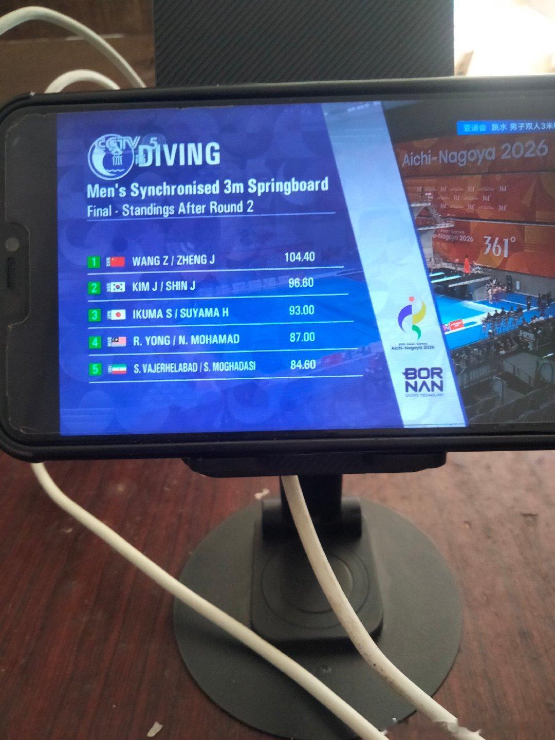 465.87分！王宗源/郑九源斩获亚运会男子双人3米板金牌，实现七连冠

2026年爱知·名古屋亚运会跳水项目迎来焦点战，在东京水上游泳中心举行的男子双人3米跳板决赛中，中国组合王宗源/郑九源凭借六轮比赛的完美发挥，以总分465.87分的绝对优势勇夺金牌，帮助中国跳水队实现该项目亚运七连冠。

决赛中， ​