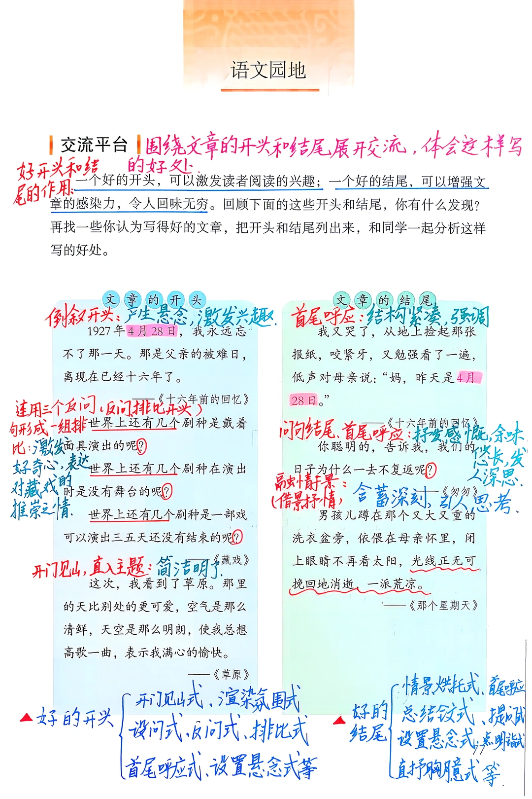 六下语文备课《园地四》