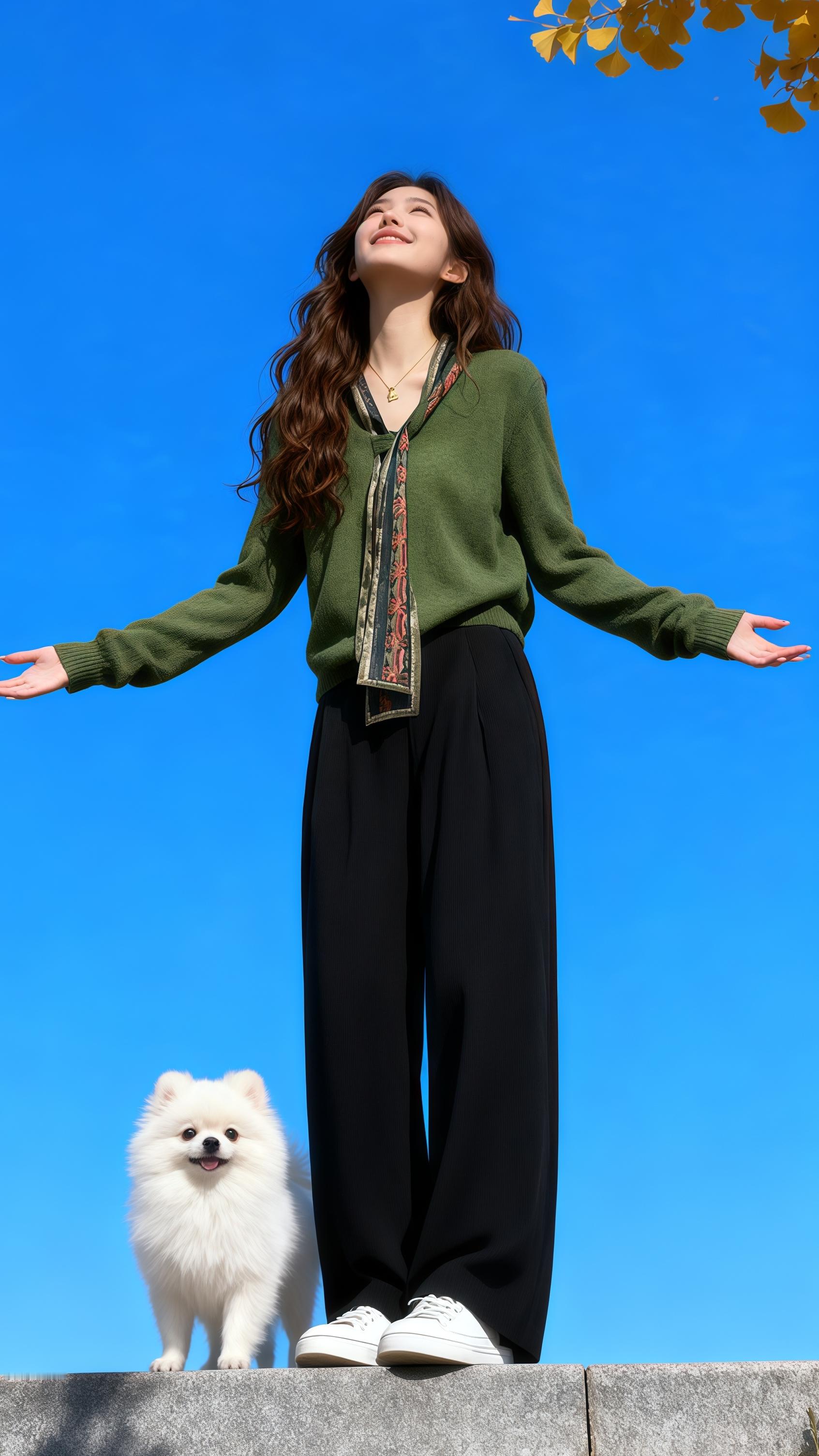 这件墨绿丝巾毛衣直接把秋日氛围感焊死了！   谁懂啊！软乎乎的针织贴肤...