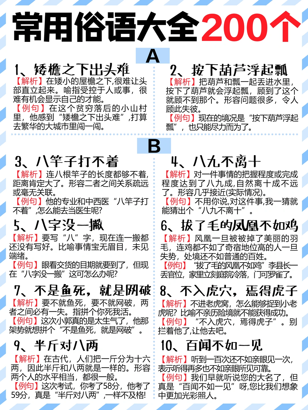 语文启蒙 | 小学必学200个经典俗语❗️