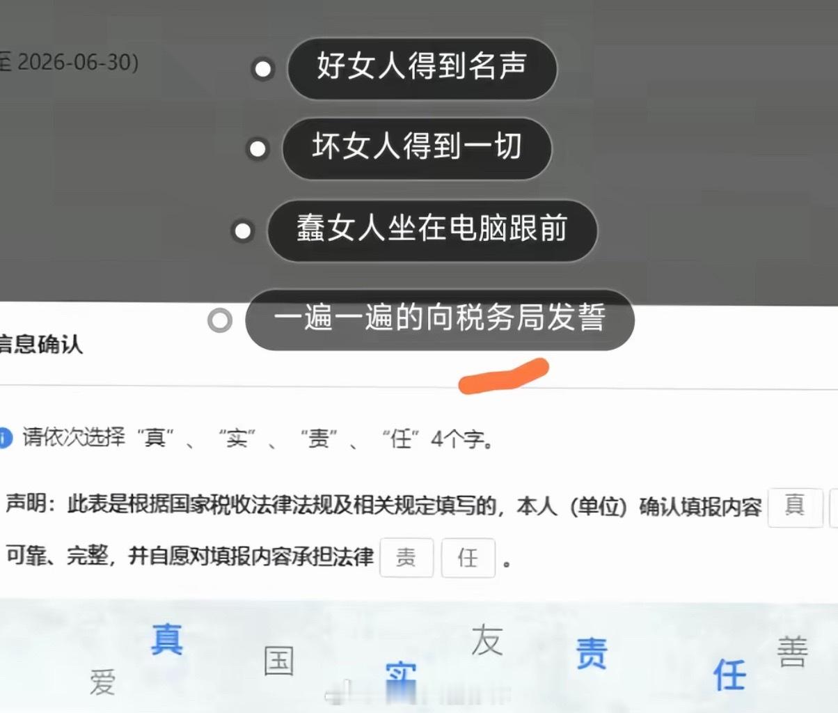 哈哈哈哈哈税务局真的这样吗？让会计在电脑上点击「真」「实」「责」「任」...
