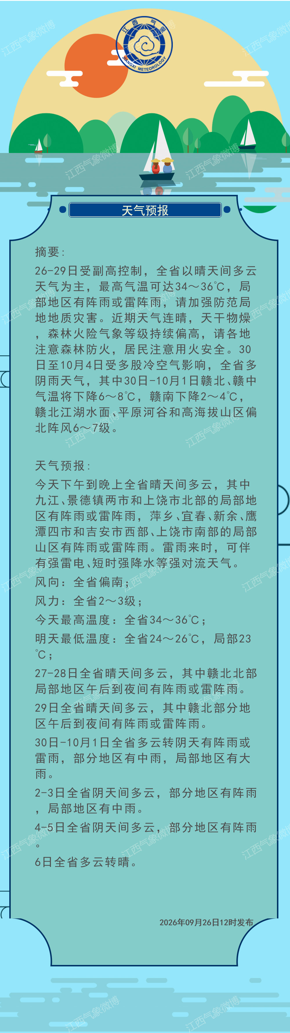 江西天气: 中午天气预报 ​