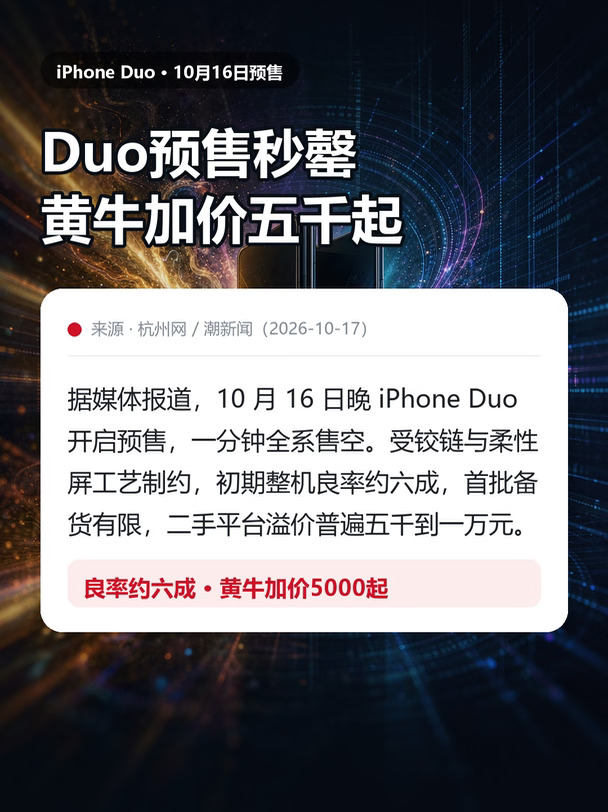Duo预售秒罄黄牛加价，换折叠屏先试华为