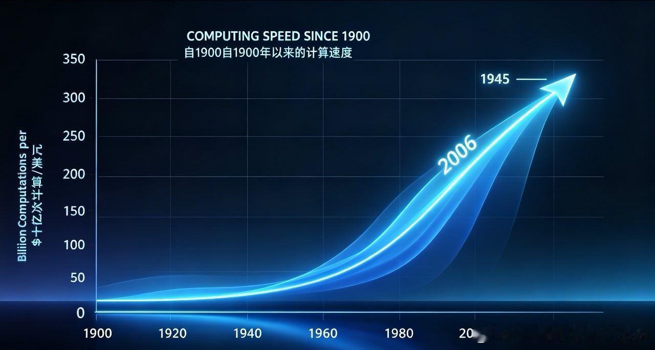 Hod Lipson（霍德·利普森）2036预言解读
这是哥伦比亚大学创意机器实验室Hod Lipson教授课堂内容

图上的曲线：每1美元可以买到的计算速度（十亿次计算/每秒），从1900至今的百年指数增长曲线，曲线在2036出现陡峭向上拐点。

他打赌2036要实现的是什么
通用人工智能AGI（接近人类水平的通用人工智能） ​