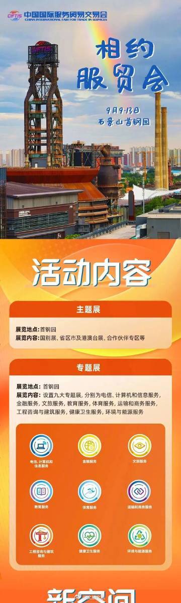 #乐游京城# #逛吃北京240小时#【服贸会准备进行时！】2026年中国国际服务贸易交易会（服贸会）将于2026年9月9日至13日在北京首钢园举行。目前，服贸会准备进行时！ （​