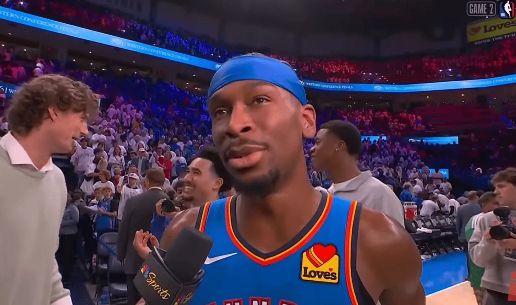 SGA场边全文：我打的还行，不确定哈滕防文班效果算不算好  今日，雷霆...