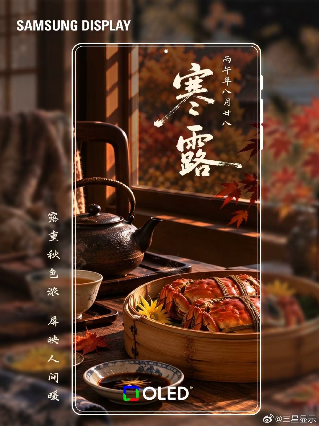 #寒露#至，秋意正浓。

#三星OLED# 将鲜亮色彩与生动画质凝于方寸，定格秋日食味里的温情与惬意，让这一份烟火暖意于屏上自然呈献。#星显万象# ​