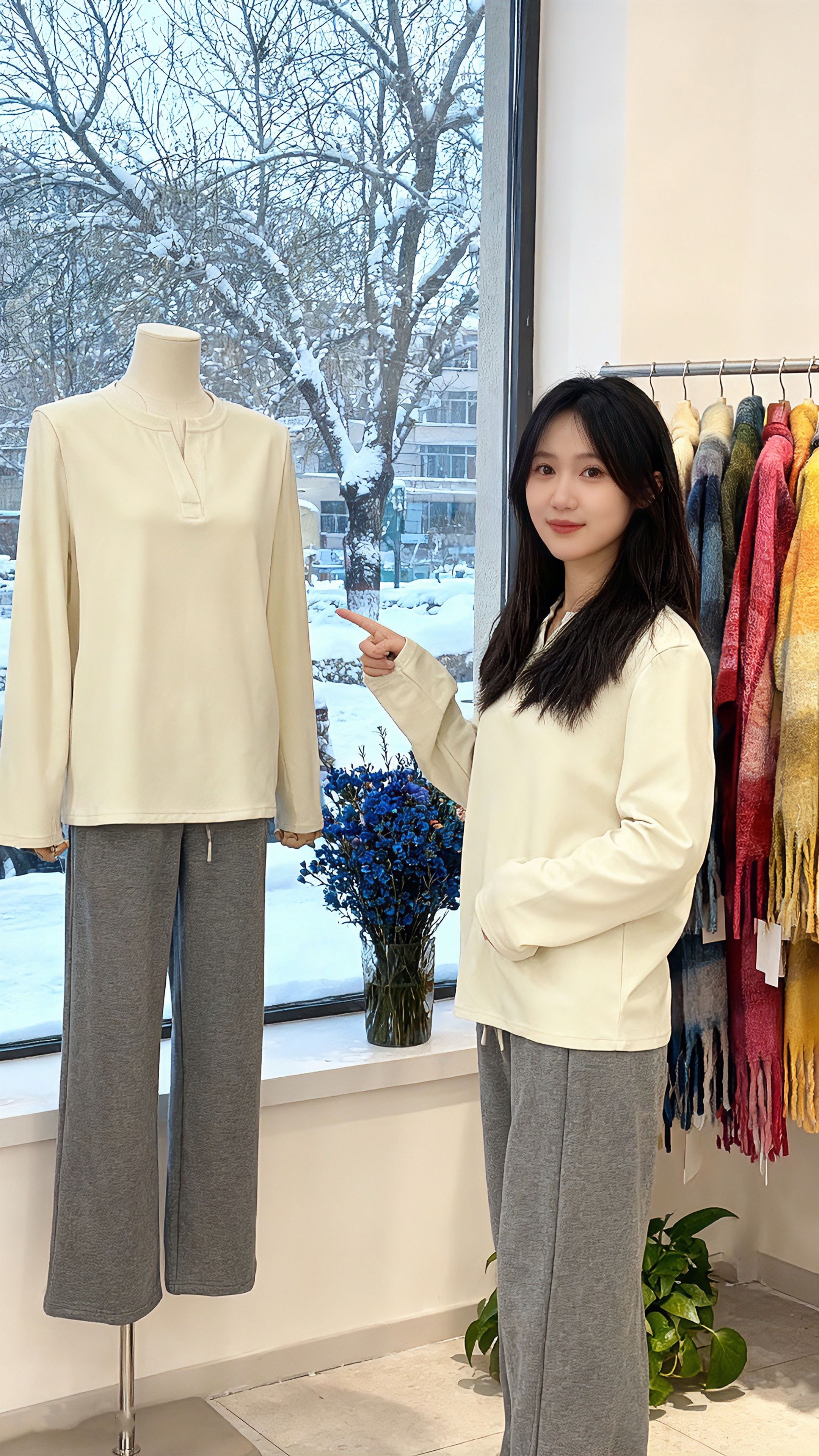冬日氛围感穿搭来啦！这款上衣软乎乎巨舒服~室内外都适配，温柔又松弛，下...