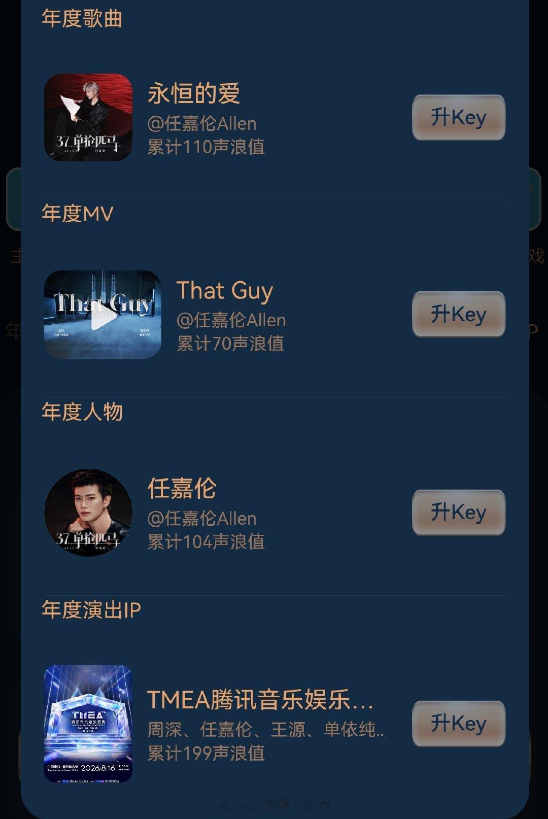 快来投🎫啦

1️⃣年度歌曲：《永恒的爱》
2️⃣年度MV：《That Guy》
3️⃣年度人物：任嘉伦
4️⃣年度演出IP：腾讯TEMA盛典（看着投）

投🎫指路👉🏻


#任嘉伦微博音乐盛典# rjl#任嘉伦# ​